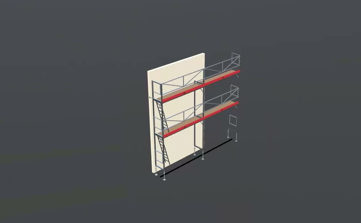 The ScaFix editor with length and height for a facade and the 3D model beside it