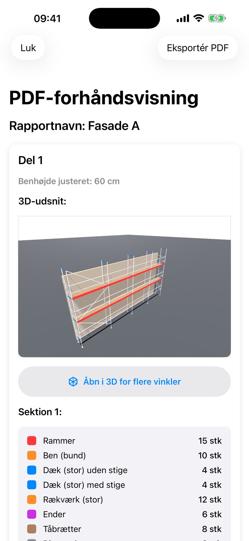 Skærmbillede: PDF-rapport
