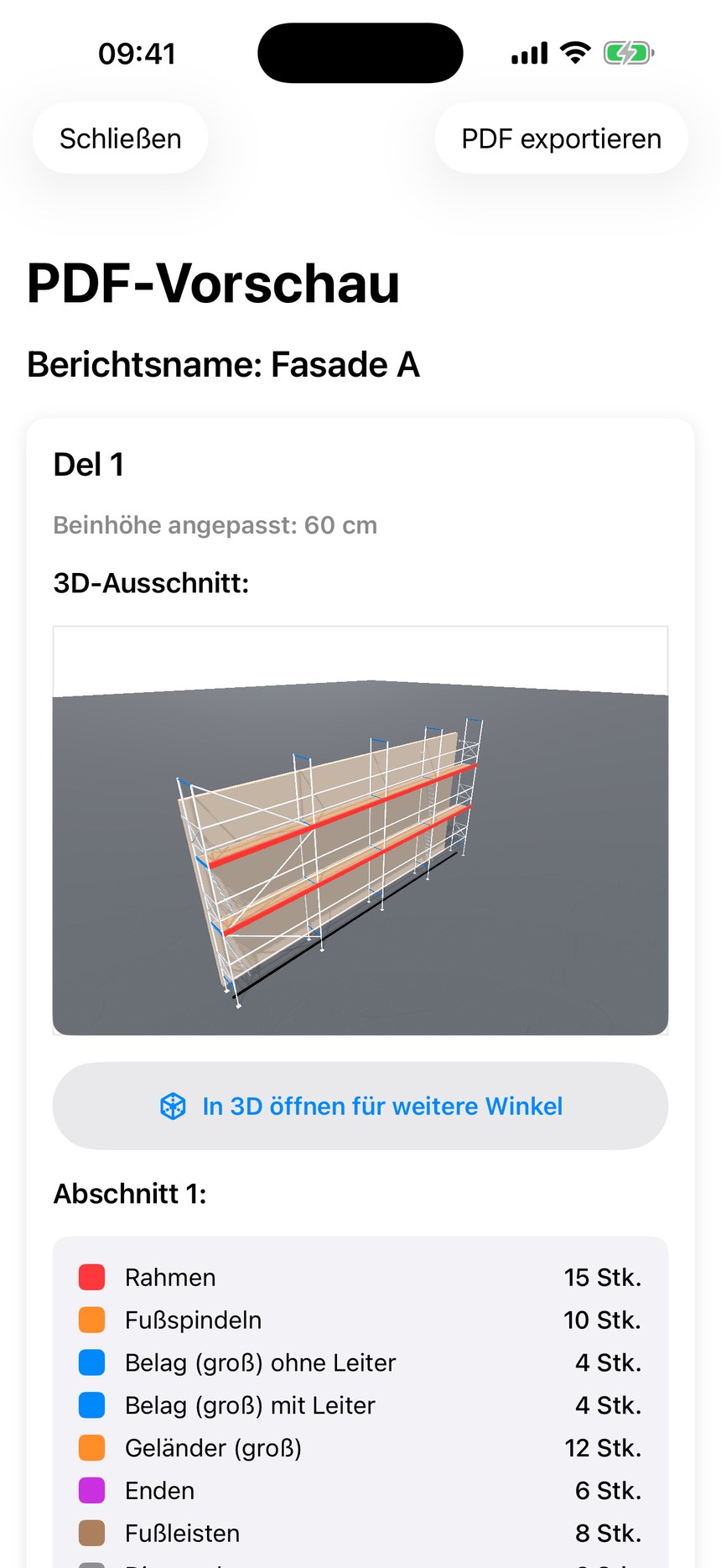 Screenshot: PDF-Bericht