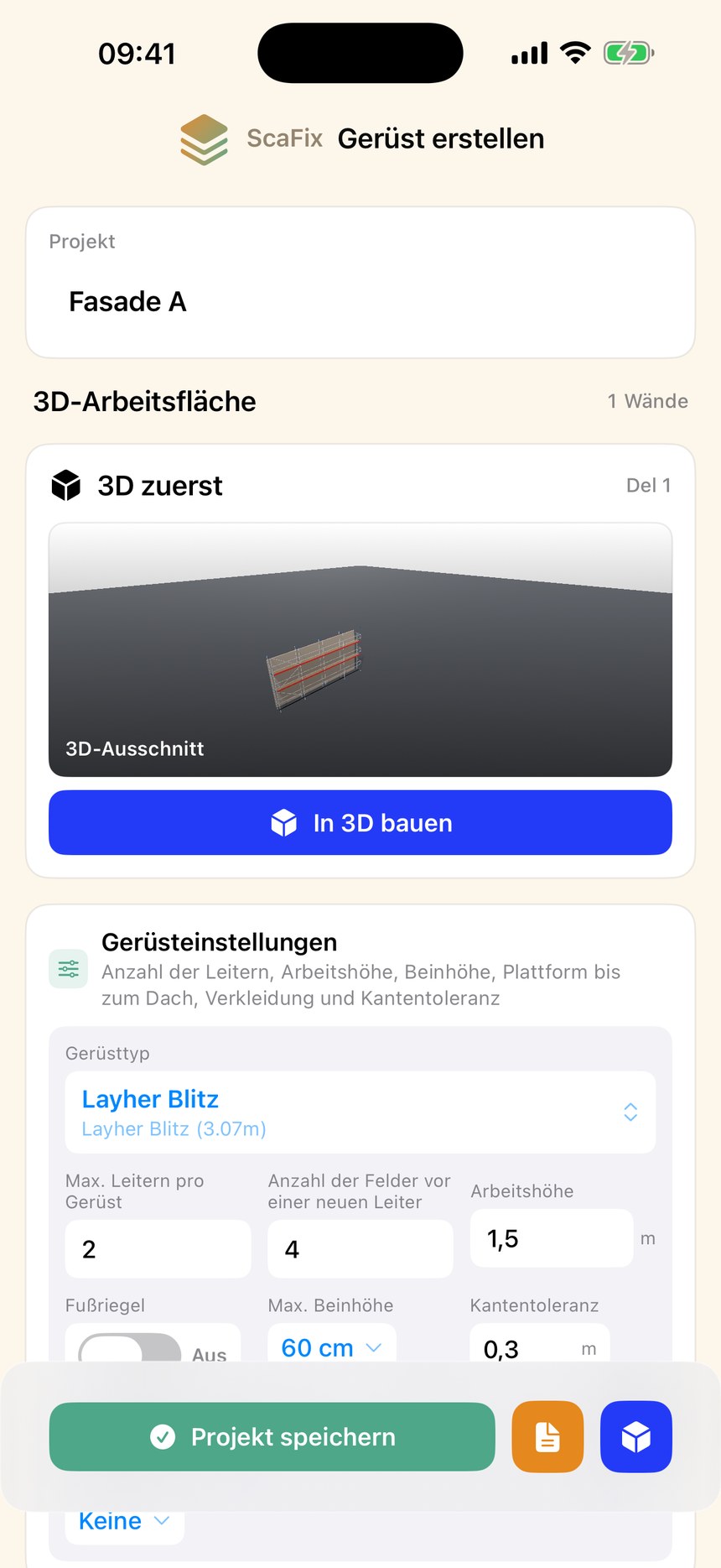 Screenshot: 3D-Arbeitsfläche