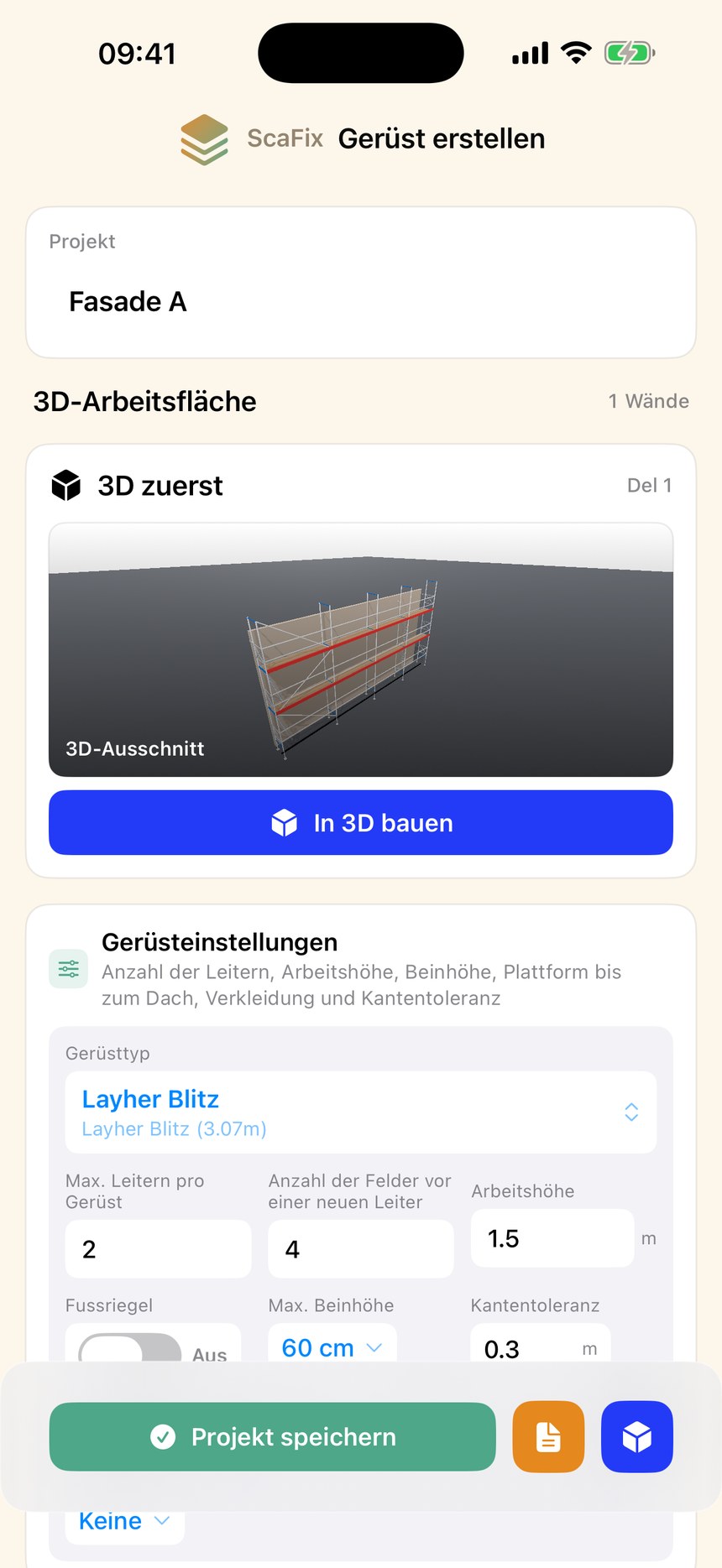 Screenshot: 3D-Arbeitsfläche