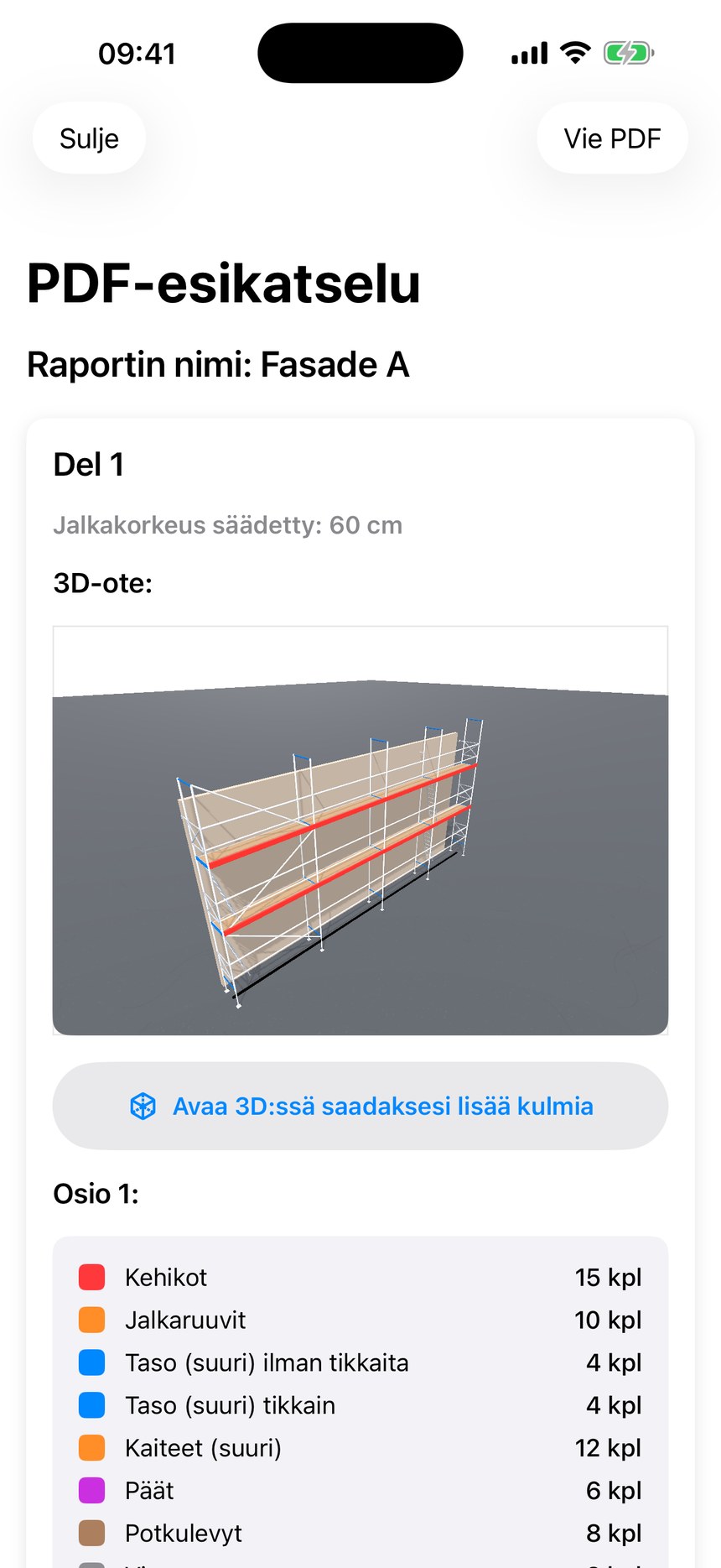 Kuvakaappaus: PDF-raportti