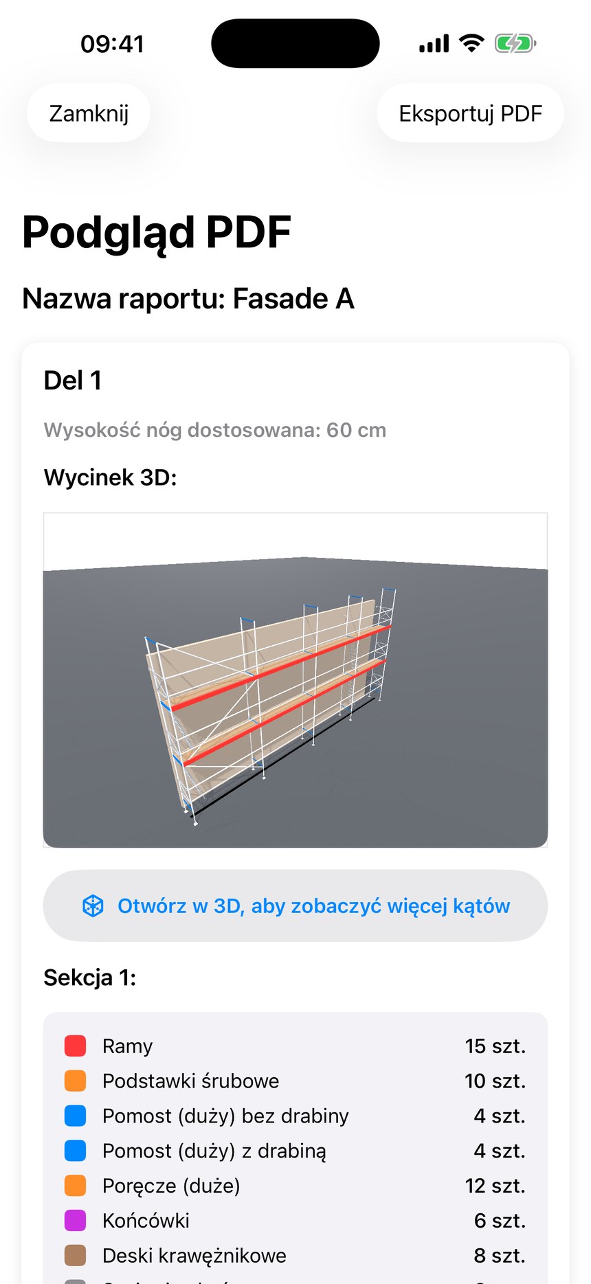 Zrzut ekranu: raport PDF