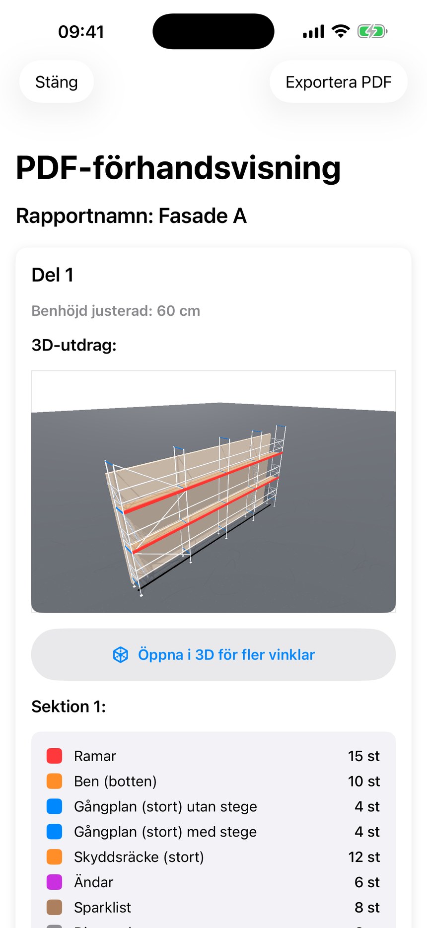 Skärmbild: PDF-rapport