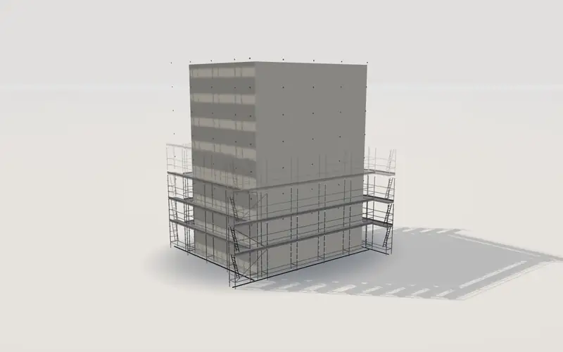 Tall facade with stairs, Layher Allround