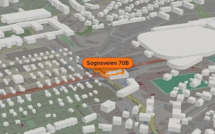 Kartet i ScaFix Ultimate+: adressen søkes opp og bygget velges