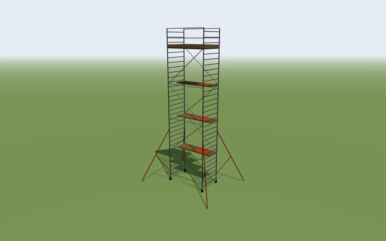 BoSS Clima 3T mobile tower at its tallest set-up in the manufacturer's table, in the ScaFix 3D model