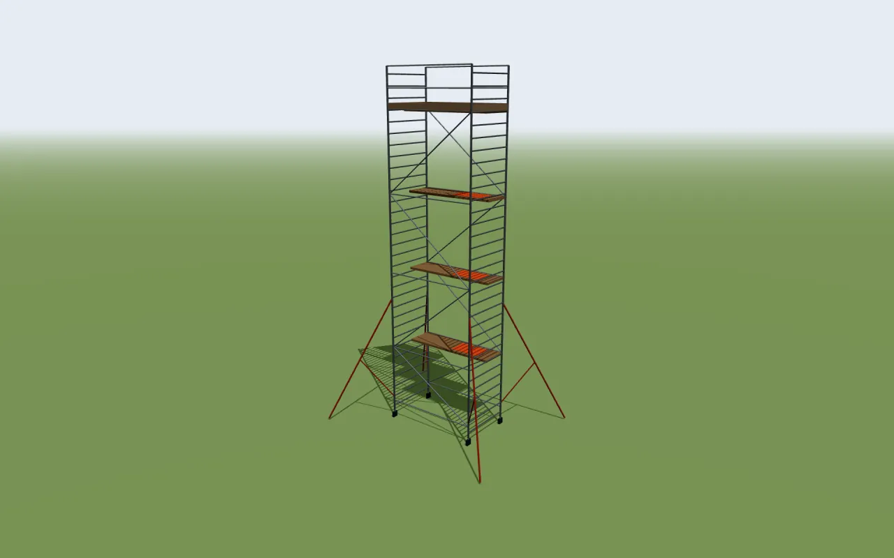 BoSS Clima AGR mobile tower at its tallest set-up in the manufacturer's table, in the ScaFix 3D model