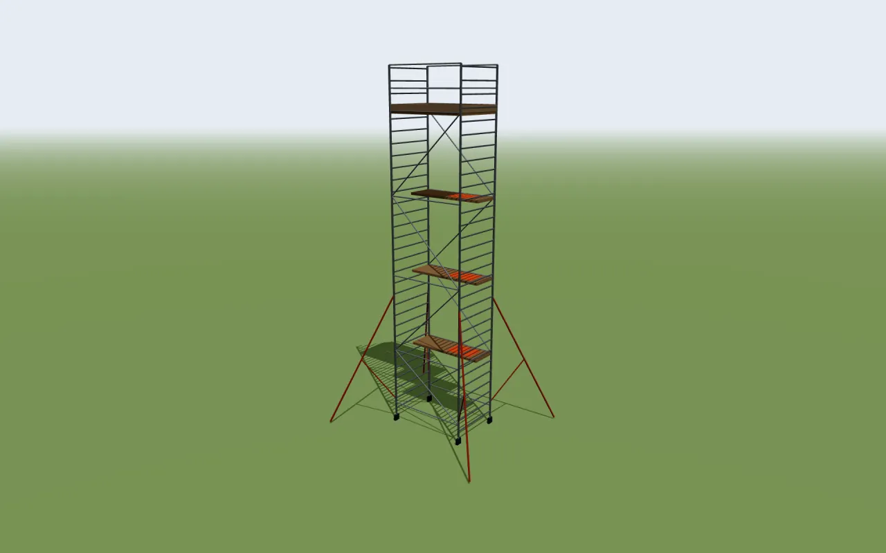 Euro Towers 232 3T mobile tower at its tallest set-up in the manufacturer's table, in the ScaFix 3D model