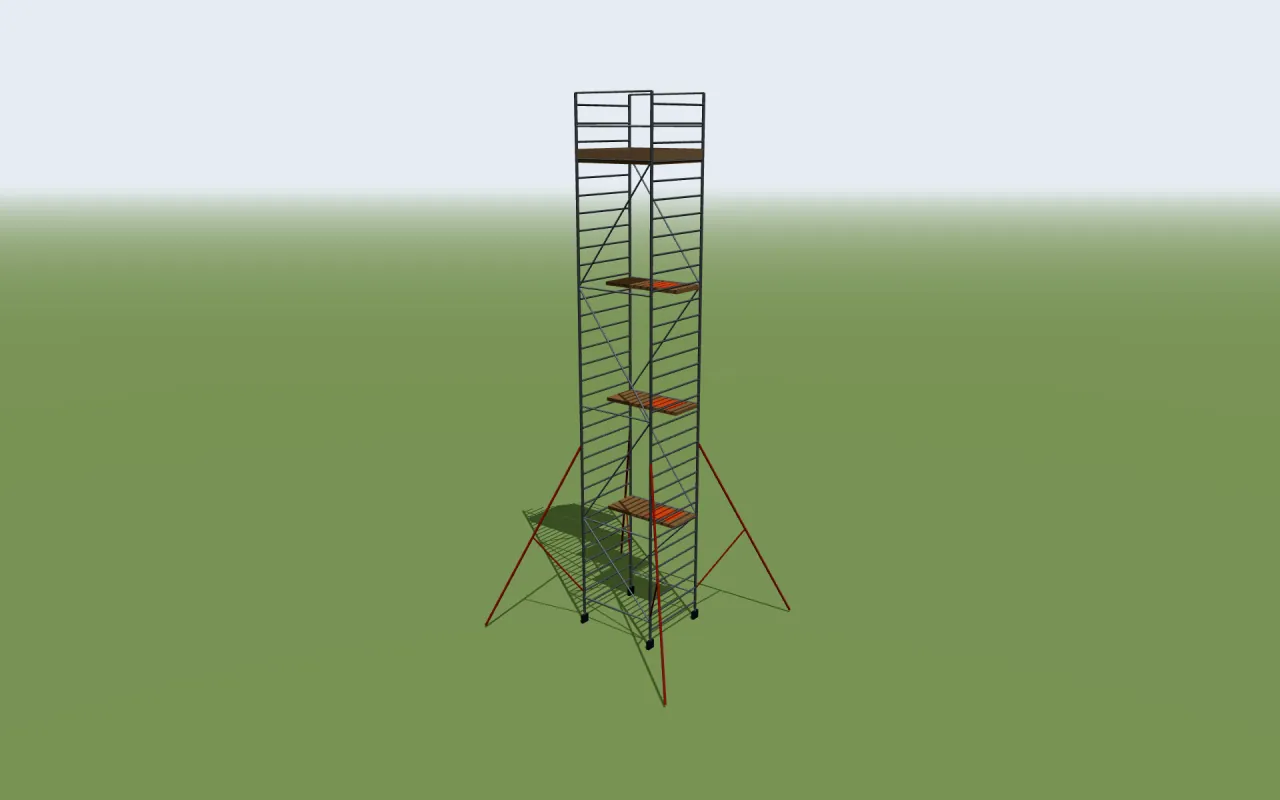 Euro Towers Euro 250 3T mobile tower at its tallest set-up in the manufacturer's table, in the ScaFix 3D model