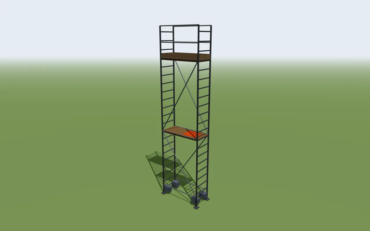Krause ClimTec Rollgerüst im höchsten Aufbau der Herstellertabelle, im 3D-Modell von ScaFix