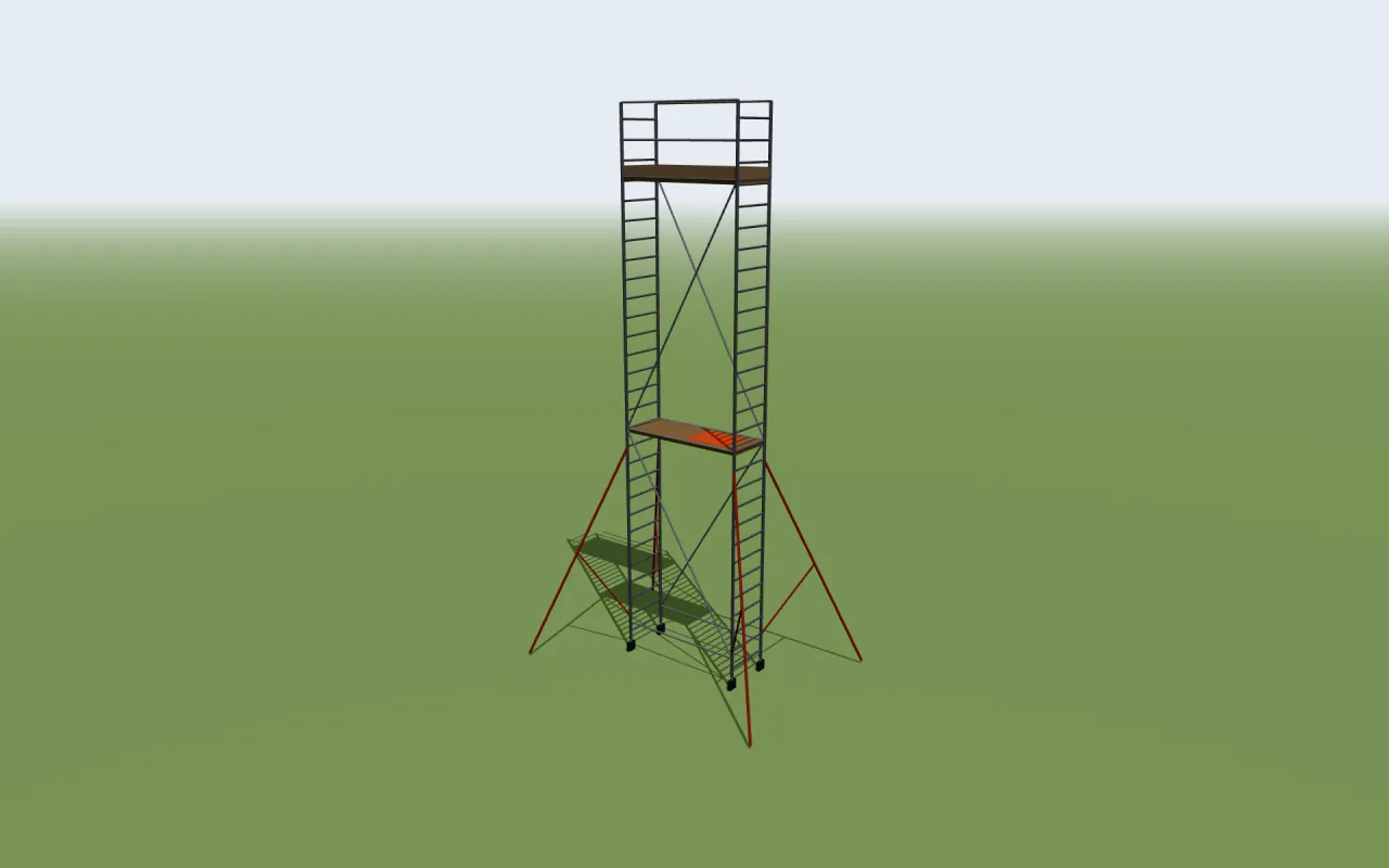 Krause STABILO 100 Rollgerüst im höchsten Aufbau der Herstellertabelle, im 3D-Modell von ScaFix