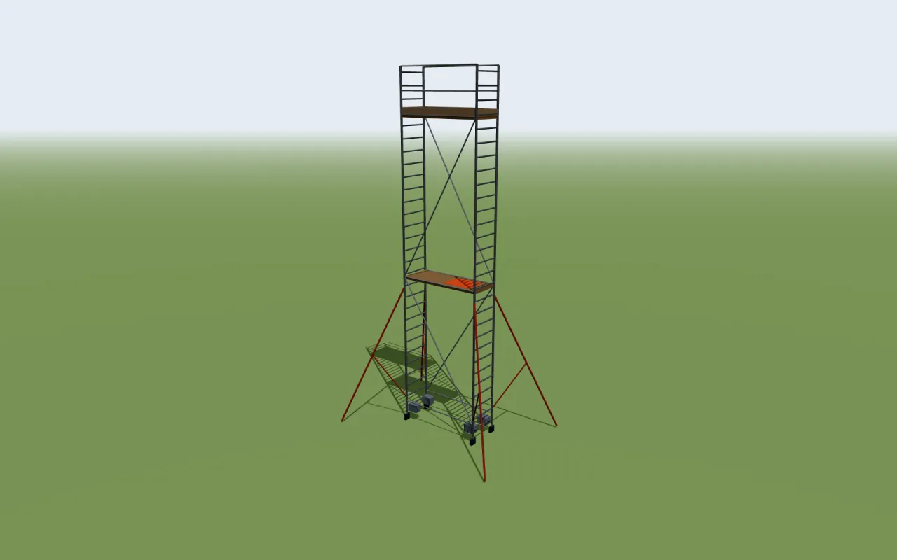Krause STABILO 1000 Rollgerüst im höchsten Aufbau der Herstellertabelle, im 3D-Modell von ScaFix