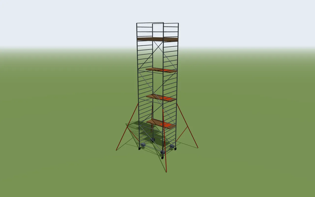 Krause STABILO 50 Rollgerüst im höchsten Aufbau der Herstellertabelle, im 3D-Modell von ScaFix