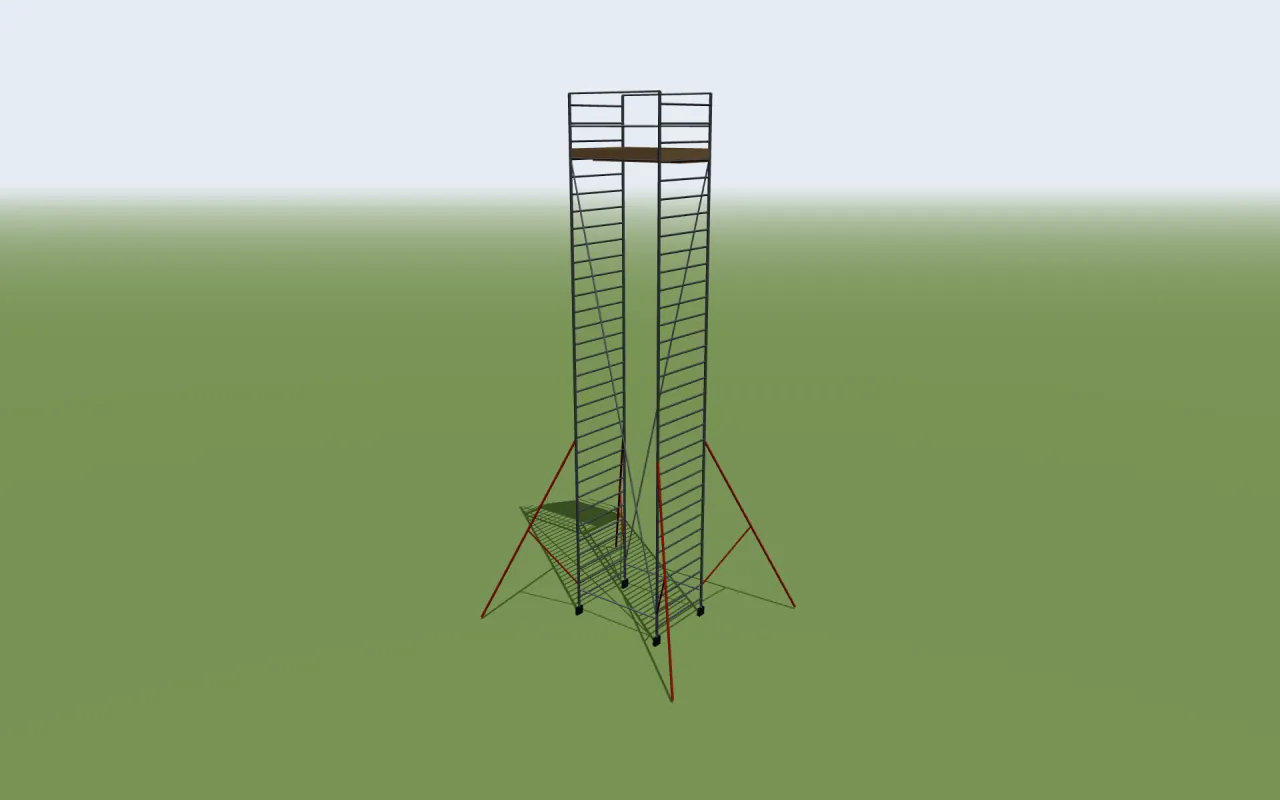 Lyte HiLyte 500 3T mobile tower at its tallest set-up in the manufacturer's table, in the ScaFix 3D model