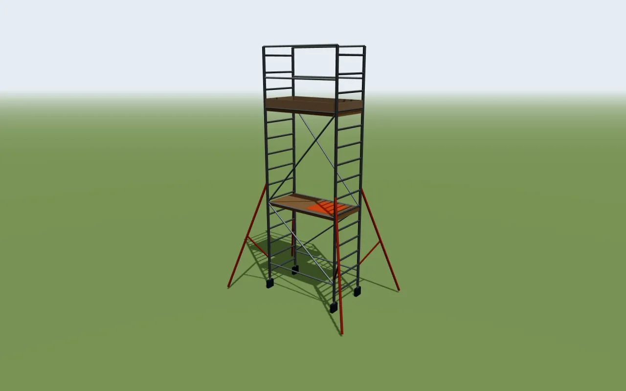 Werner UK aluminium mobile tower at its tallest set-up in the manufacturer's table, in the ScaFix 3D model